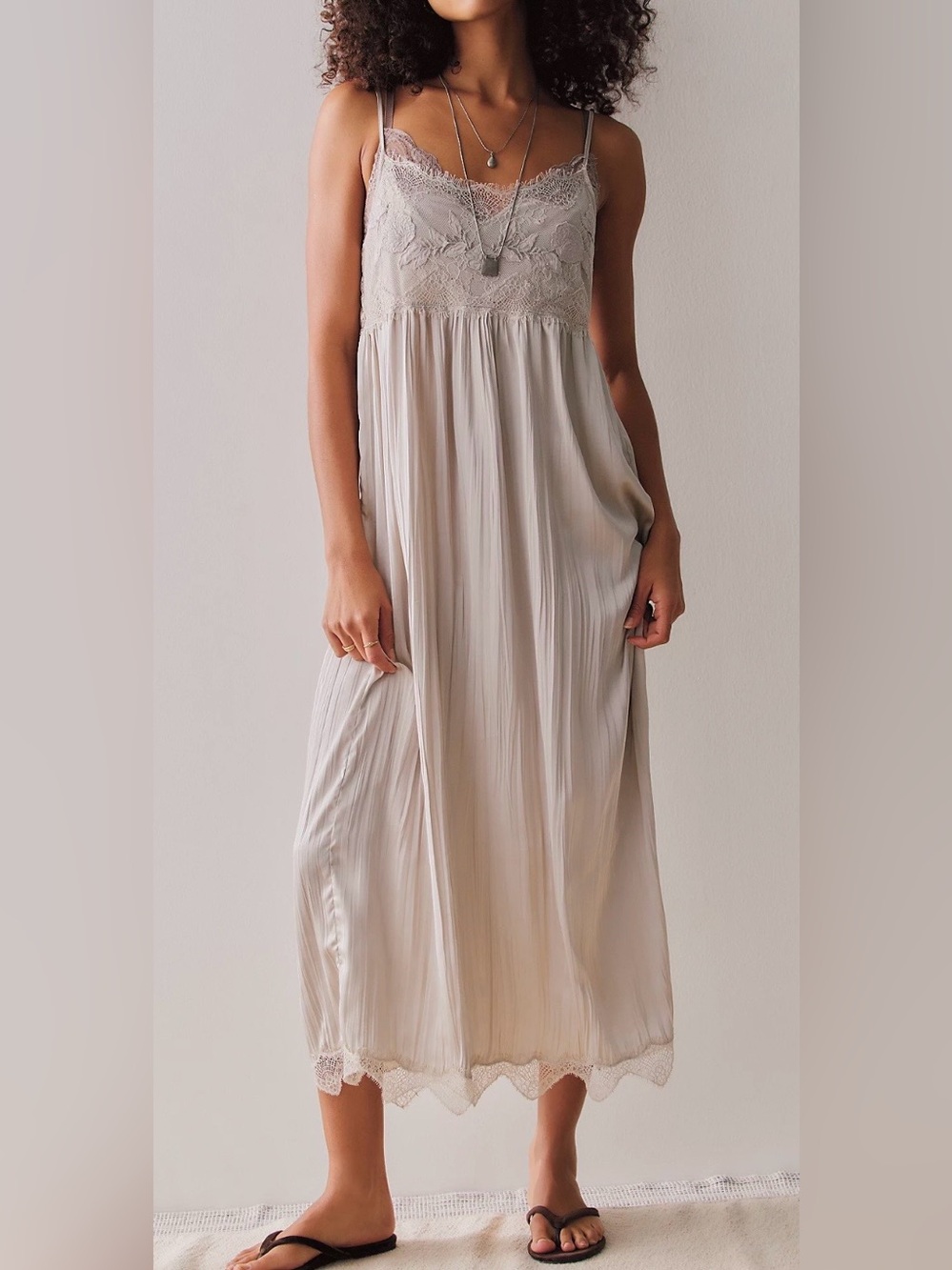 Free People Table for Two Midi Slip Dress Small